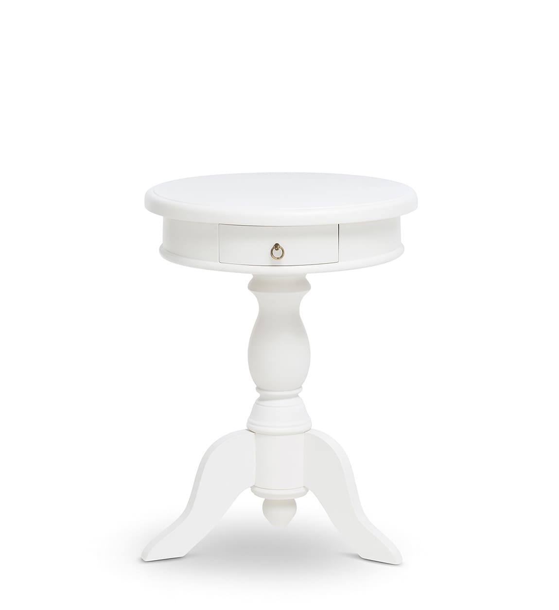 Mesa Auxiliar Redonda Clasica 1 Cajon Color Blanco Serie Alner