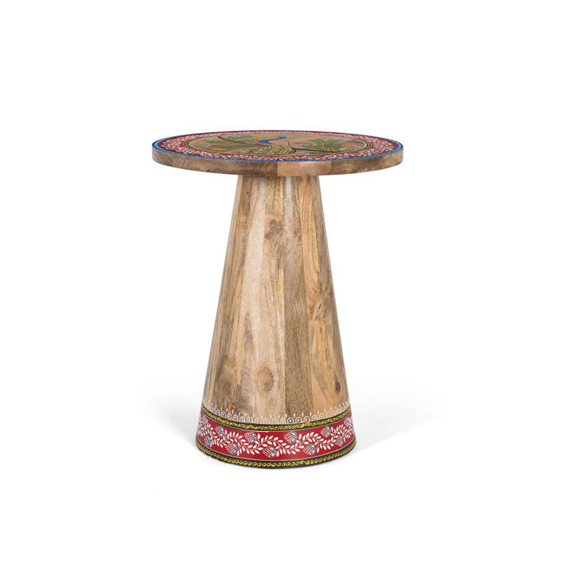 Mesa Auxiliar Redonda India Decorada en Colores Atucha
