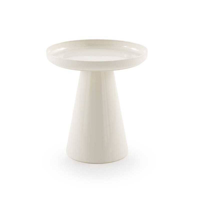 Mesa Auxiliar Redonda Metalica Crema - Serie Anento