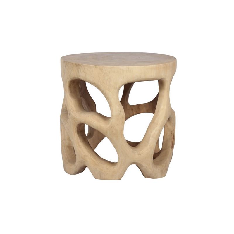 Mesa Auxiliar Redonda Tronco de Suar Natural Serie Agrelo