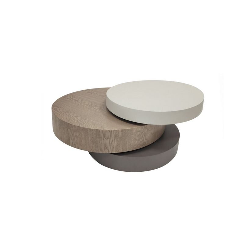 Mesa Centro Modernista Giratoria Redonda 3 Cuerpos Aigle