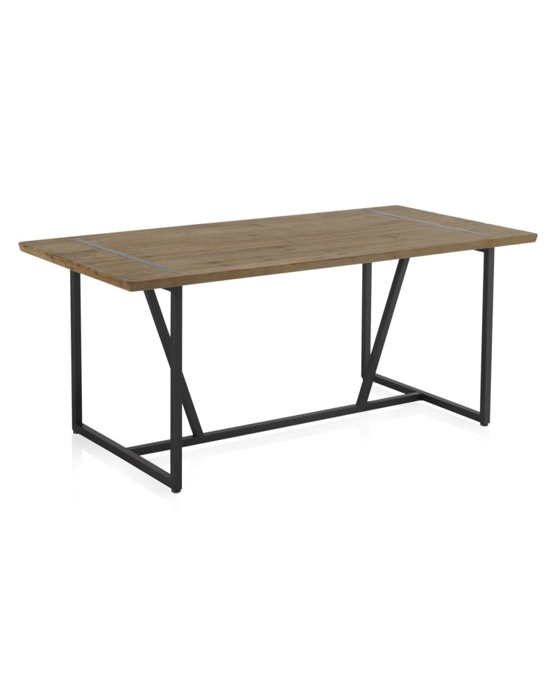 Mesa Comedor 180 cm Estilo Industrial Madera Acero Ausquer