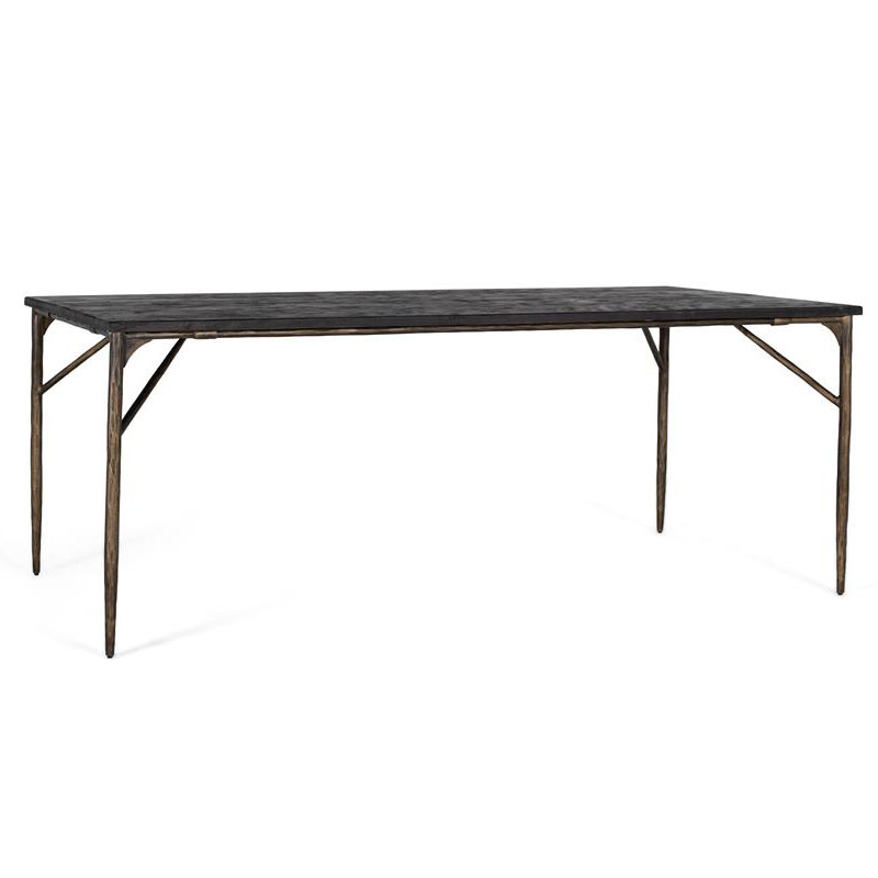 Mesa Comedor Moderna Madera y Acero Dorado Serie Arambel