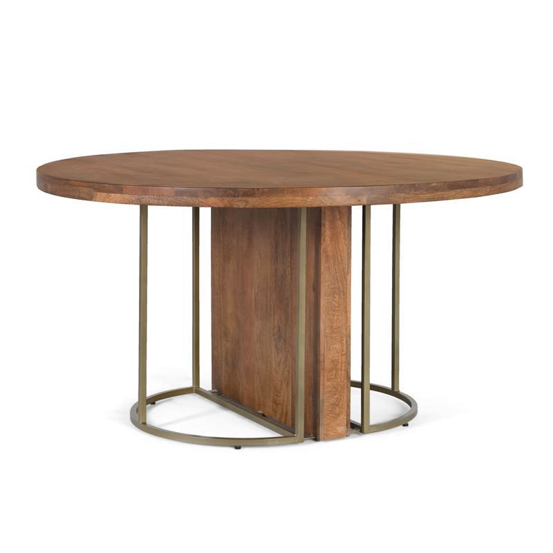 Mesa Comedor Redonda Contemporanea Acero Madera Algamise