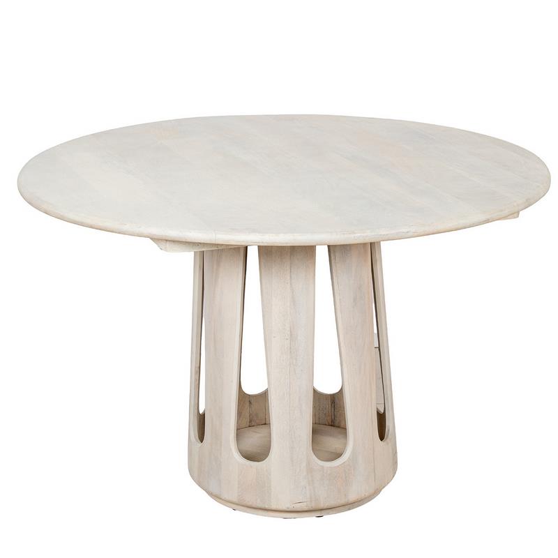 Mesa Comedor Redonda Madera Mango Color Blanco Agaz