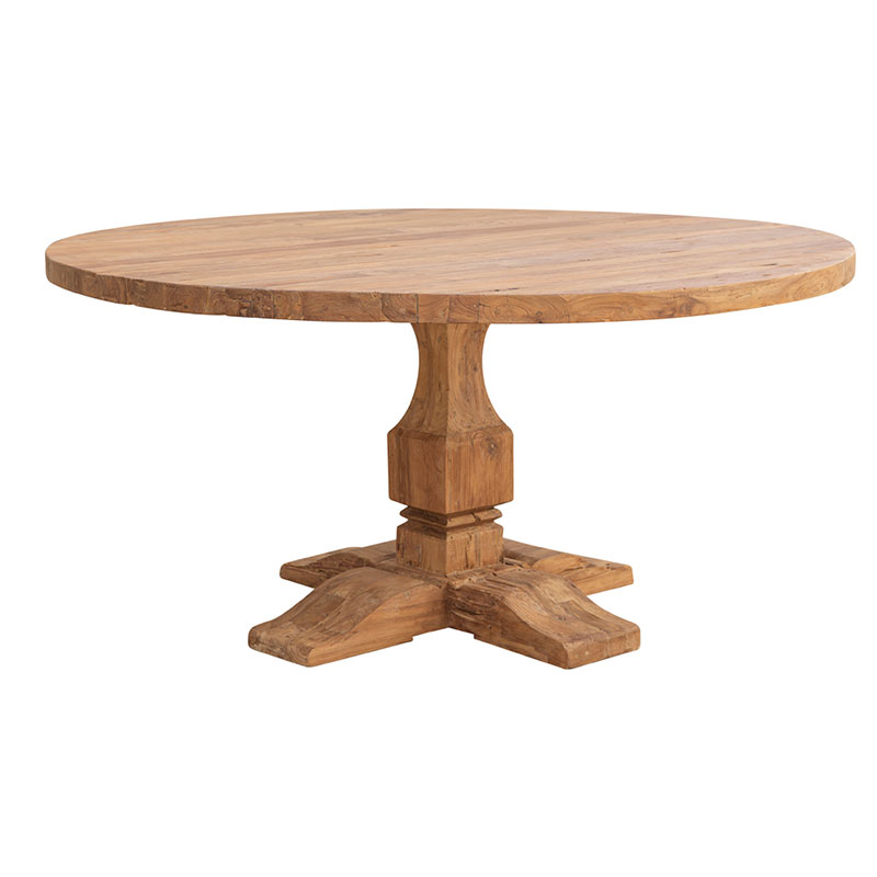 Mesa Comedor Redonda Madera Reciclada Pata Central Aorla