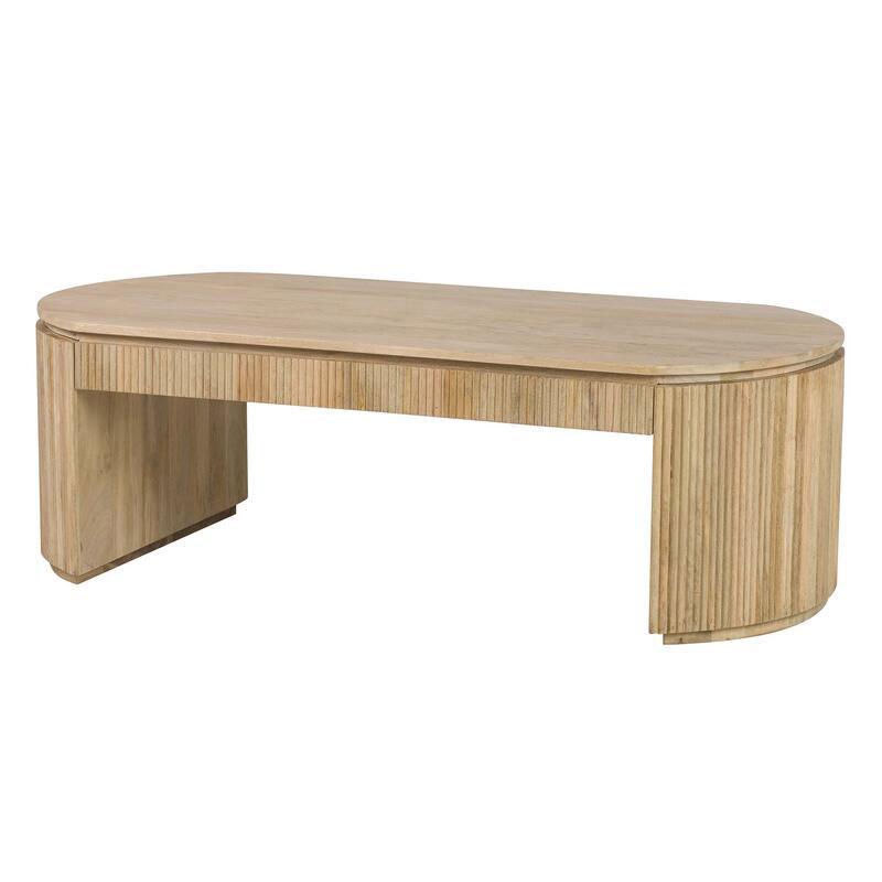 Mesa de Centro Oval Madera Mango Natural Serie Myra Mesa de Centro Oval Madera Mango Natural Serie Myra