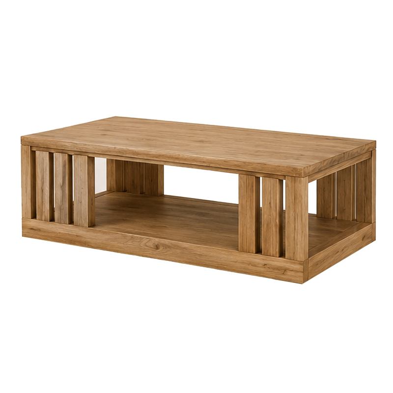 Mesa de Centro Rustica de 120 cm con Revistero - Serie Aravid