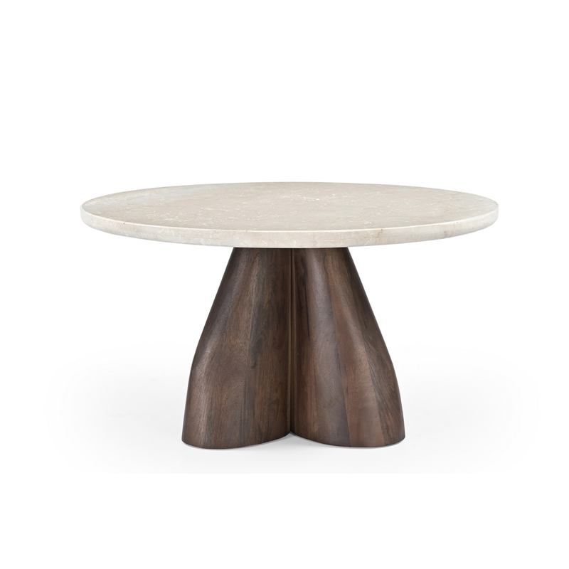 Mesa Redonda Auxiliar 75 cm Diseño Madera Mindi Marmol - Acheu Mesa Redonda Auxiliar 75 cm Diseño Madera Mindi Marmol - Acheu