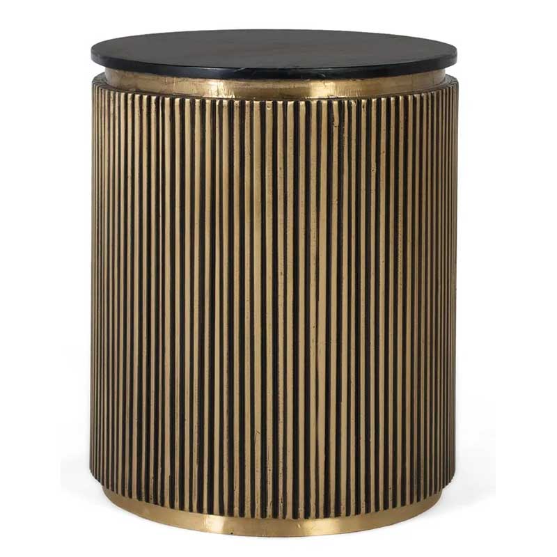 Mesa Redonda Auxiliar de 50 cm Negro Oro - Serie Aboiat