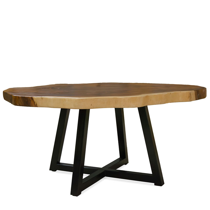 Mesa Redonda Rustica Tronco de Suar y Forja - Serie Arcales