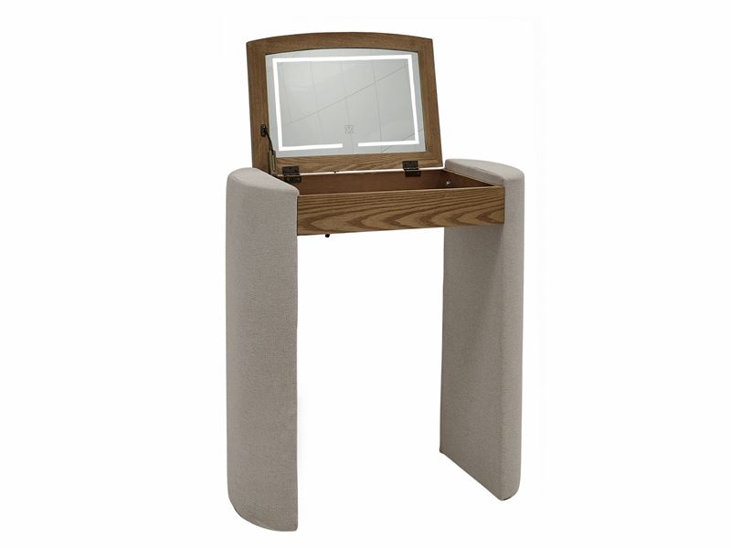 Mesa Tocador con Let Madera y Tapizado Beige Serie Classit