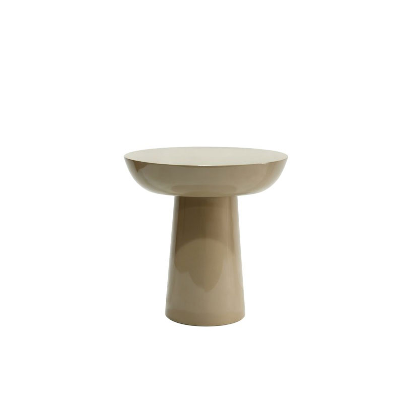 Mesita Auxiliar Moderna Redonda Taupe Brillo Serie Amalfi Mesita Auxiliar Moderna Redonda Taupe Brillo Serie Amalfi
