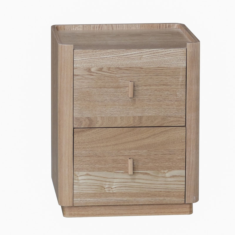 Mesita de Noche 2 Cajones Madera Fresno Natural Nereide