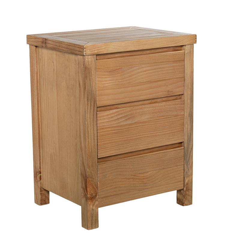 Mesita de Noche 3 Cajones Madera Pino Color Miel Serie Arckel