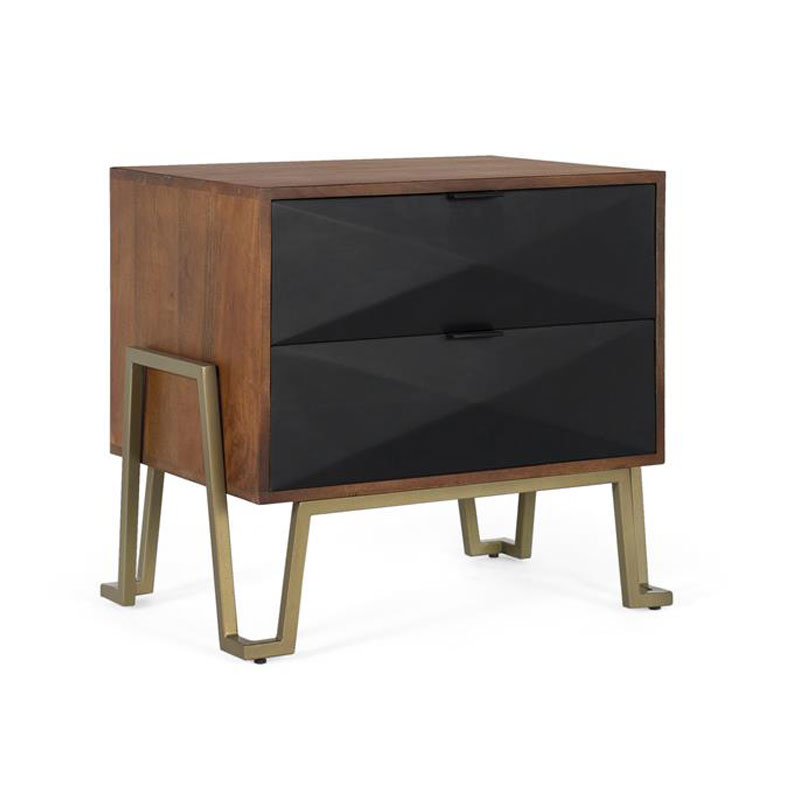 Mesita de Noche Moderna 2 Cajones Madera Mango Angiot