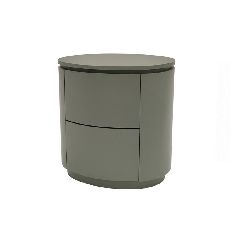 Mesita de Noche Oval 2 Cajones Lacado Verde Serie London