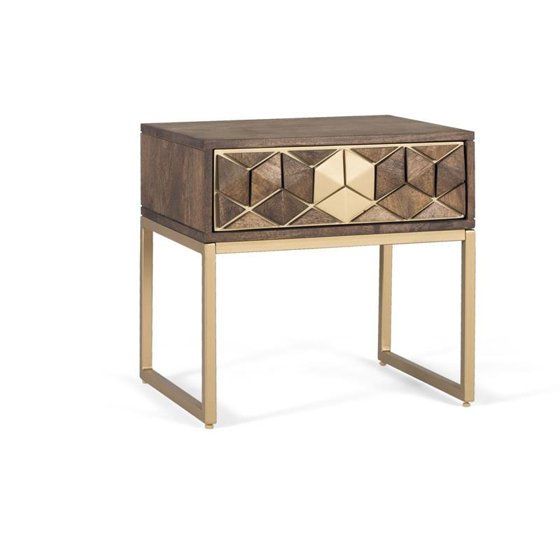 Mesita Noche 1 Cajon Actual Madera Metal Serie Ariast