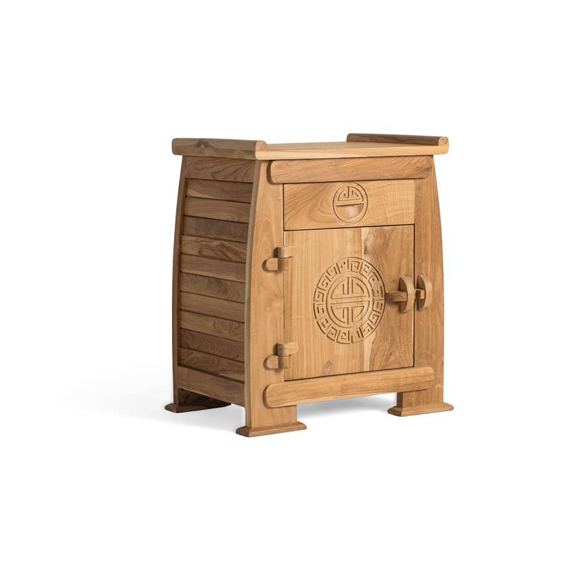 Mesita Noche 1 Cajon y Puerta Teca Natural Serie Aness Mesita Noche 1 Cajon y Puerta Teca Natural Serie Aness