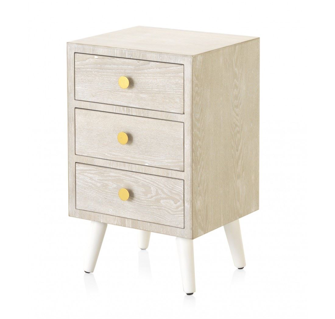 Mesita Noche Moderna 3 Cajones Color Blanco Decape Abrezo