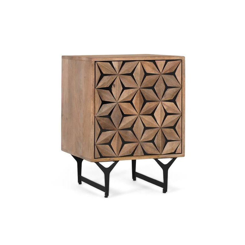 Mesita Noche Puerta Decorada Bicolor Serie Destrans