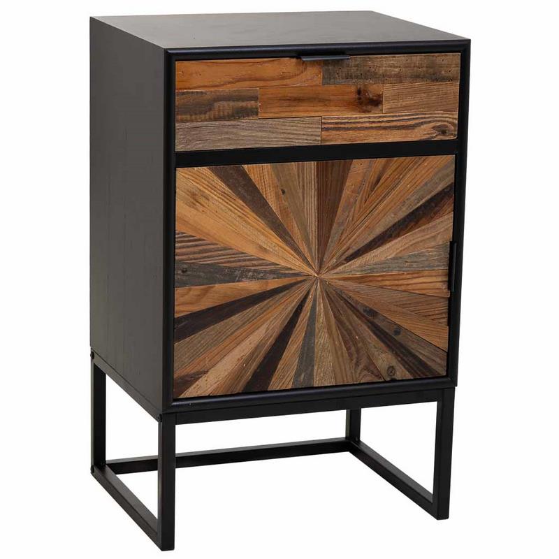 Mesita Noche Rustica Industrial 1 Cajon 1 Puerta - Serie Antoin