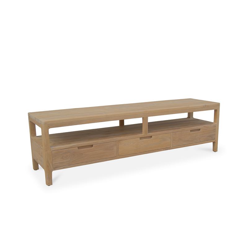 Mueble bajo TV Actual con 3 Cajones en teca - Serie Ardey Mueble bajo TV Actual con 3 Cajones en teca - Serie Ardey