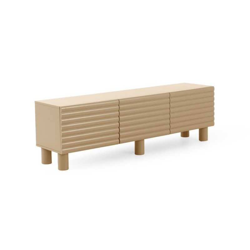 Mueble Bajo TV Moderno 3 Puertas Color Beig Serie Athin