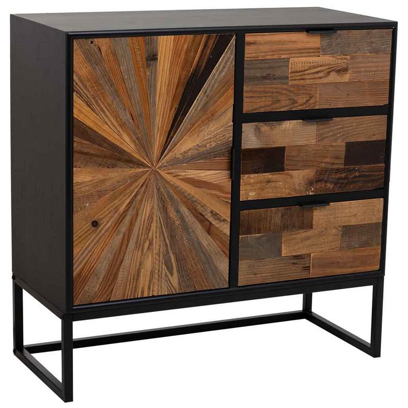 Mueble Recibidor Rústico Industrial 3 Cajones 1 Puerta Antoin