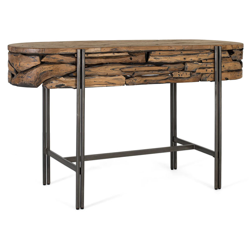 Mueble Recibidor Rustico Teca Acero Serie Aforest