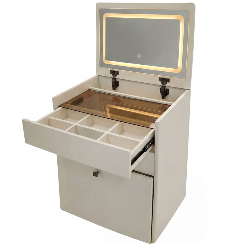 Mueble Tocador con Espejo y Banco Color Blanco - Serie Aloigny