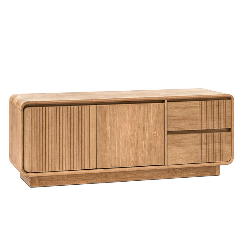 Mueble TV 2 Cajones 2 Puertas Teca Natural Serie Eyre