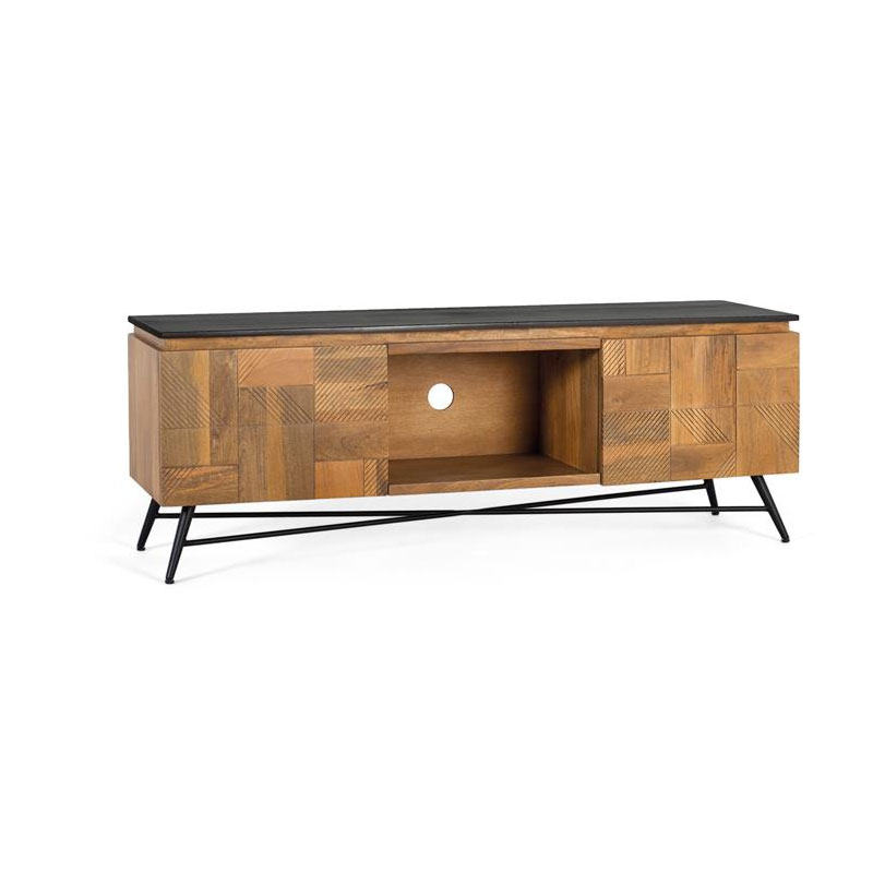 Mueble TV Diseño 2 Puertas Tapa Negra Serie Adarbe