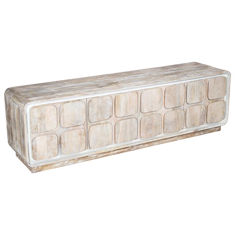 Mueble TV Madera Mango Blanco Decape 4 Puertas Agassiz