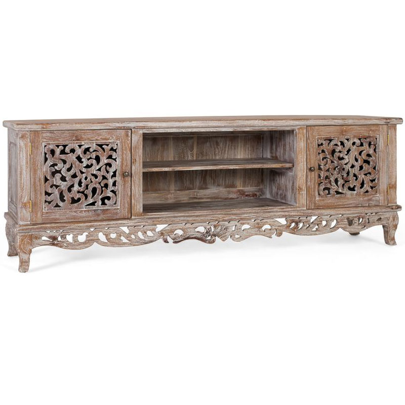 Mueble TV Rustico 2 Puertas Talladas Blanco Decape Amored Mueble TV Rustico 2 Puertas Talladas Blanco Decape Amored