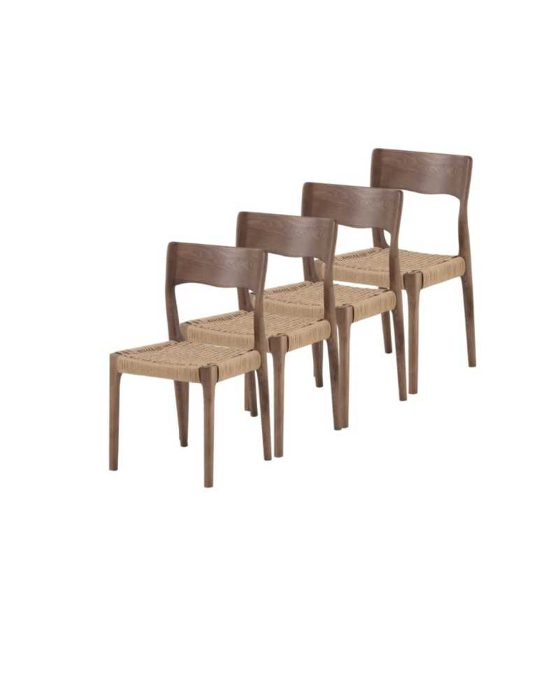 Pack 4 Sillas Comedor Diseño Madera Fresno Nogal Alcidad