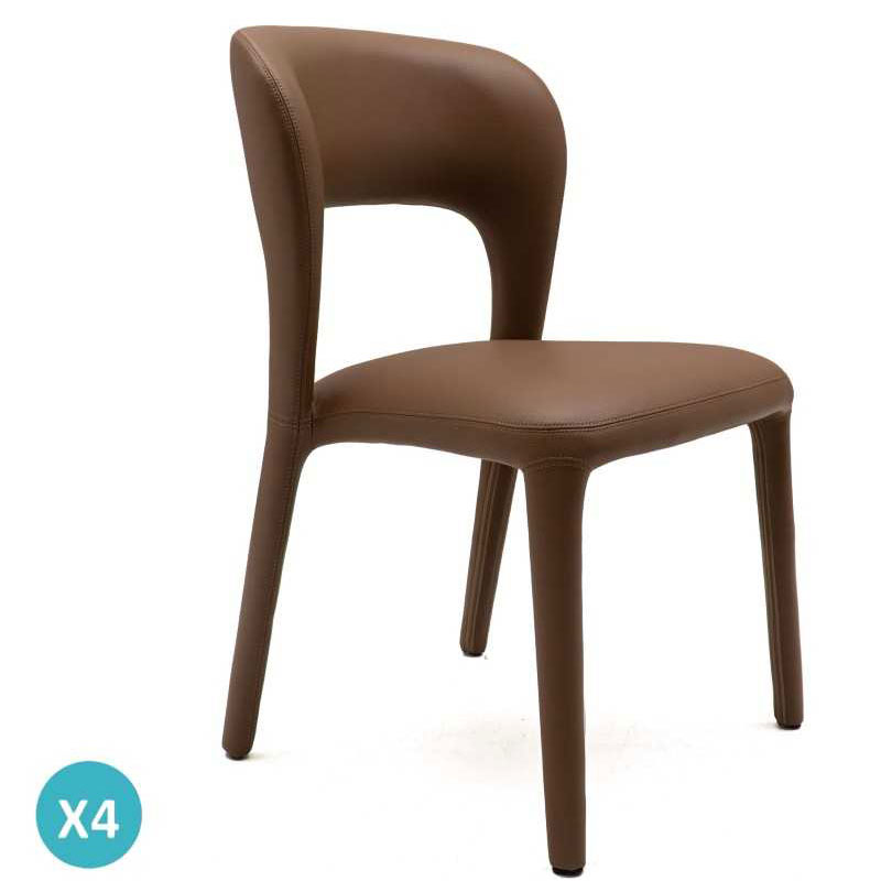 Pack 4 Sillas Comedor Tapizadas Polipiel Marrón Serie Allois Pack 4 Sillas Comedor Tapizadas Polipiel Marrón Serie Allois