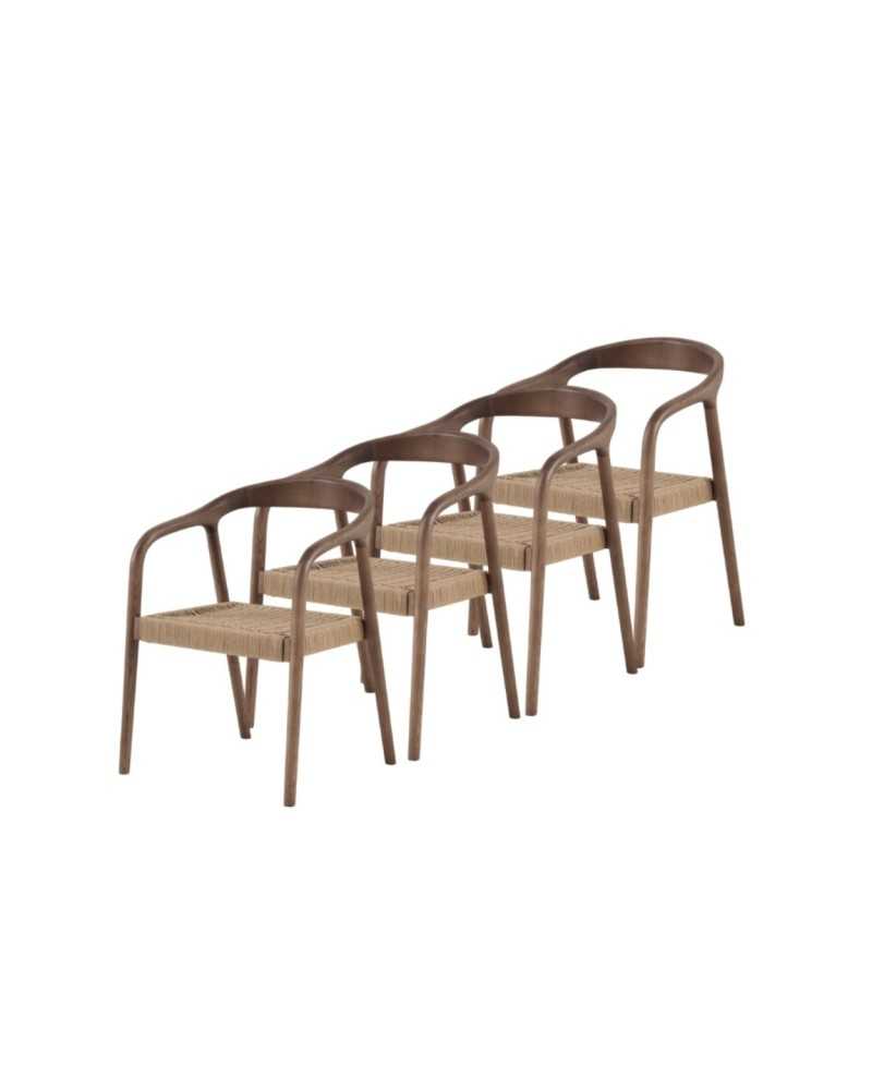 Pack 4 Sillones Diseño en Madera Fresno Nogal Serie Acalt