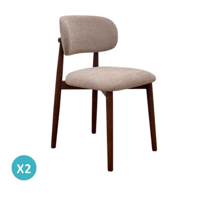 Pack de 2 Sillas Madera Roble Tapizado Beige Serie Allois Pack de 2 Sillas Madera Roble Tapizado Beige Serie Allois