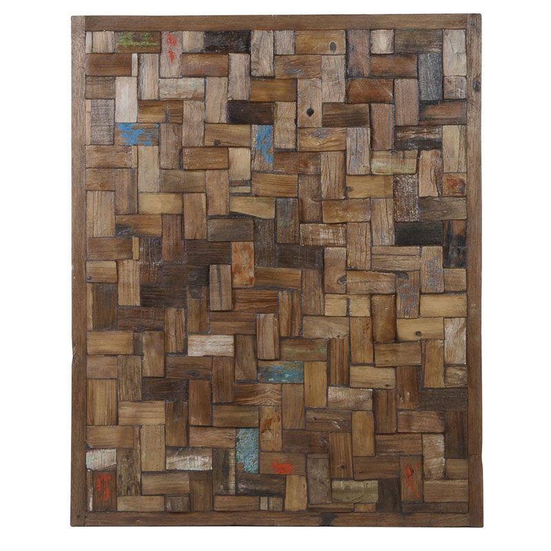 Panel Decoracion Rectangular Madera Multicolor Serie Aldissone