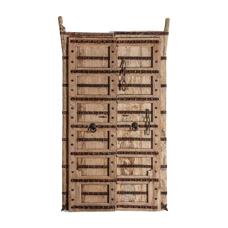 Puerta Rustica Teca y Metal Diseño Medieval Serie Amblard