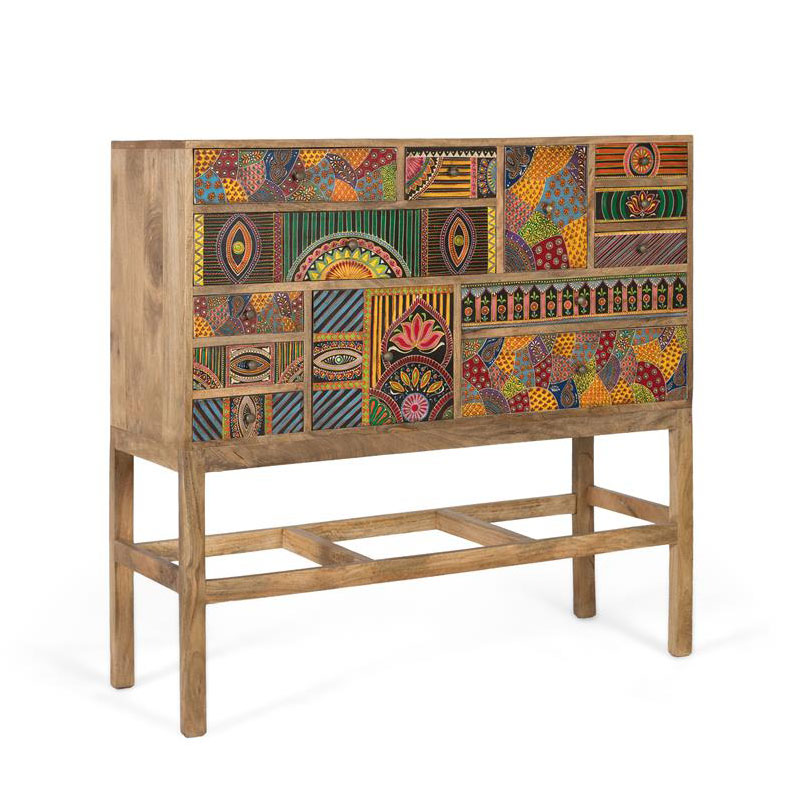 Recibidor Decorado en Colores Tipo Mandala 13 Cajones Alverit