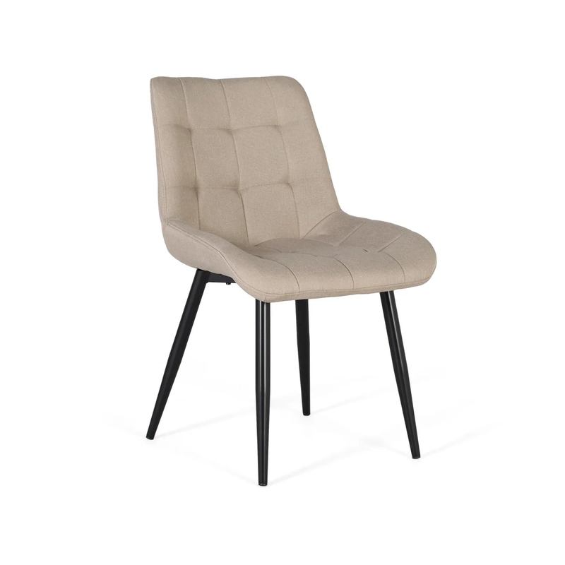 Set 2 Sillas Comedor Tapizadas Beige Patas Metal -Sahana