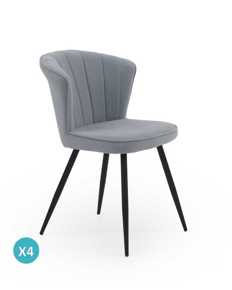 Set 4 Sillas Comedor Actuales Tapizadas Gris Celeste Aldegati