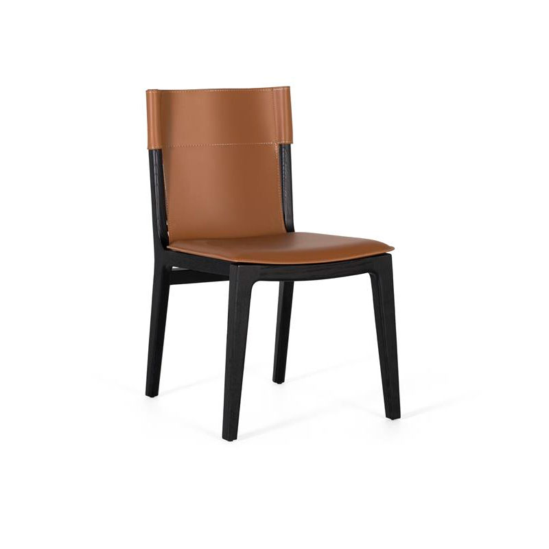 Set de 2 Sillas Eco Piel y Madera Marron Negro Barust