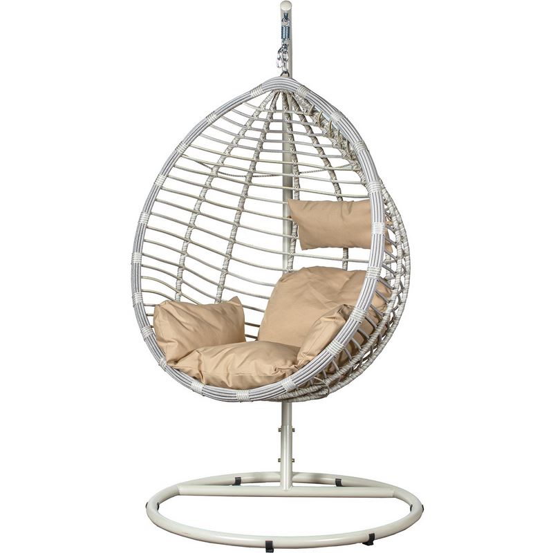 Silla Colgante Rattan Sintetico y Acero en Blanco Althaus Silla Colgante Rattan Sintetico y Acero en Blanco Althaus