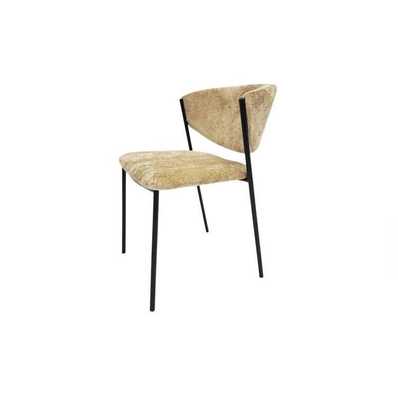 Silla Comedor Actual Acero Negro y Tapizado Mostaza - Aours Silla Comedor Actual Acero Negro y Tapizado Mostaza - Aours