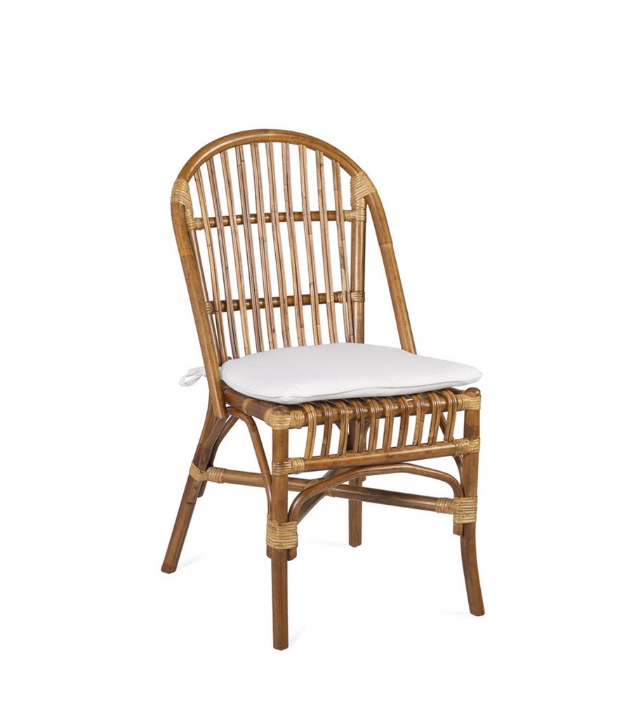Silla Comedor de Rattan Natural con Cojin Serie Sidney