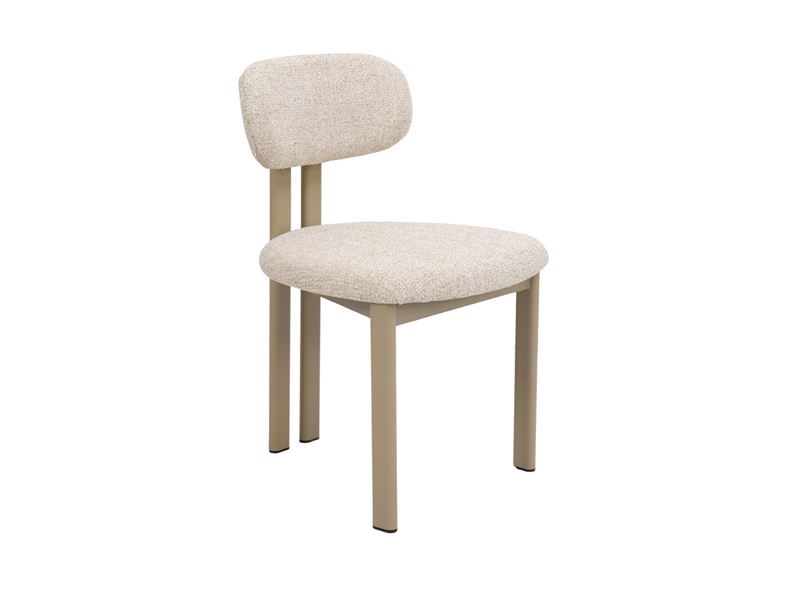 Silla Comedor Metal Beige y Tapizada Topo Serie Nyree