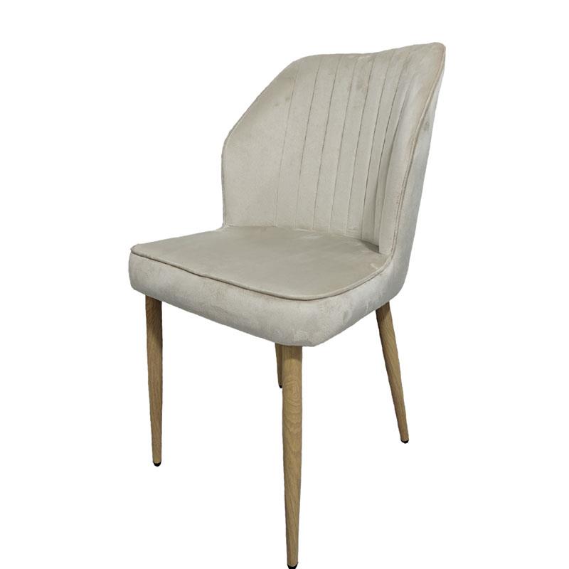 Silla Comedor Tapizada Beige y Patas Natural Serie Anube